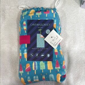Cynthia Rowley Colorful Popsicle Beach Towel w/ Travel Bag
